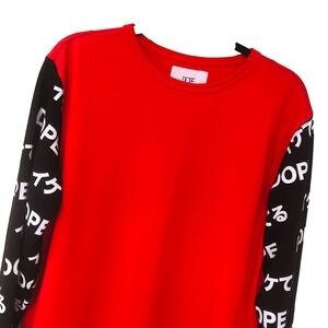 DOPE Shirt Men's L Red Crew Neck Long Sleeves Cotton Blend‎ Sweatshirt Casual